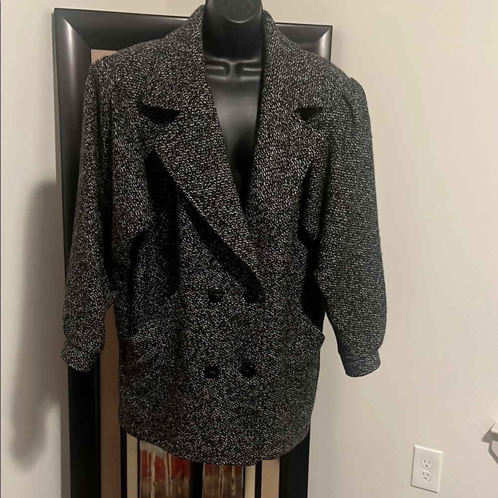 Black and White Double Breasted Pea Coat